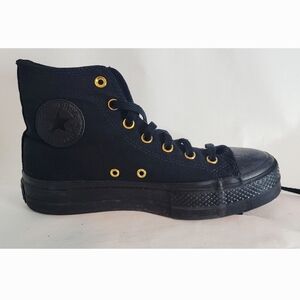 Custom High-Top Converse Gold & Black "End Borders" 8.5